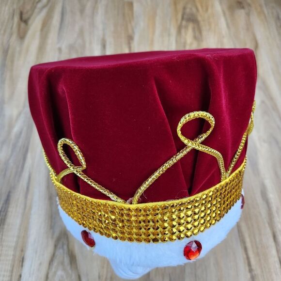 🩵⏭️NWOT Red Velvet Gemstone Royal King Crown - Picture 4 of 10